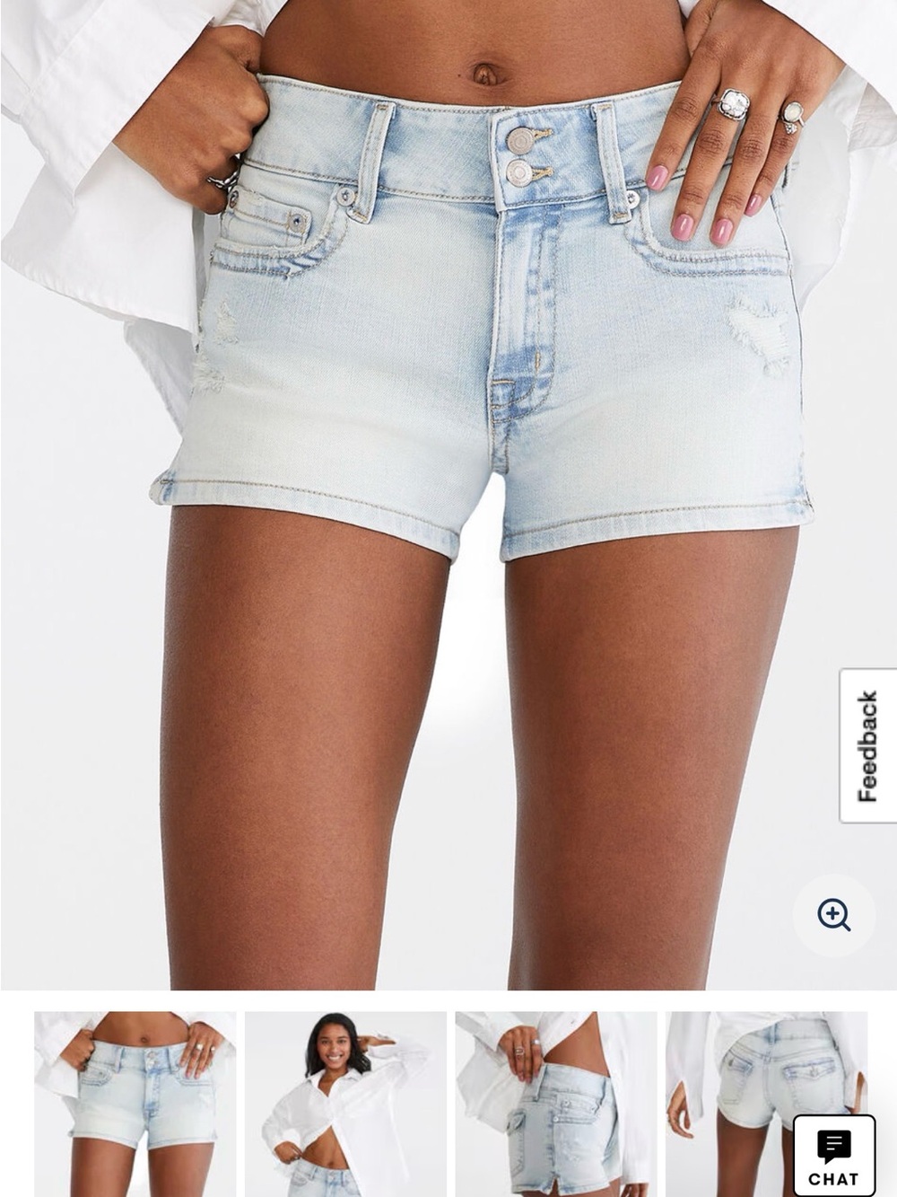 Aeropostale Light Blue High-Rise Denim Shorts